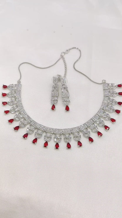 The Scarlet Dream CZ and AD Necklace Set