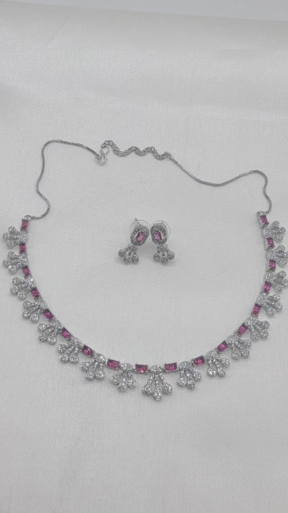 Crimson Elegance American Diamonds Ruby Red Necklace Set