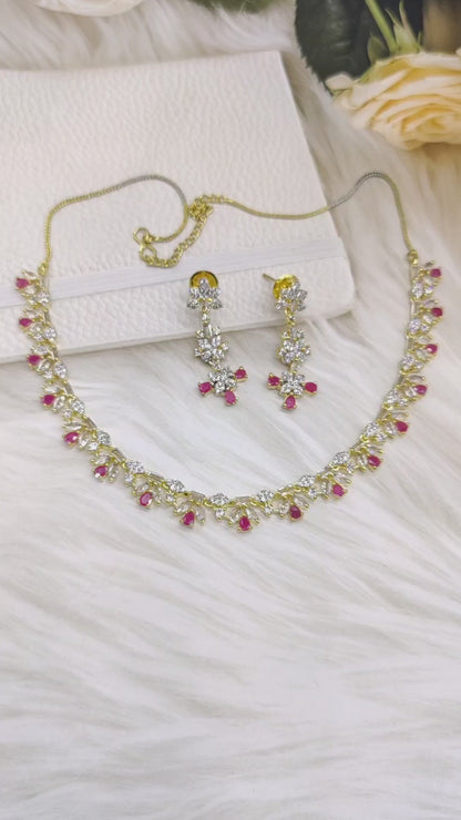 Radiant Ruby and AD Golden necklace set