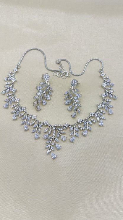 Leafy CZ Necklace set