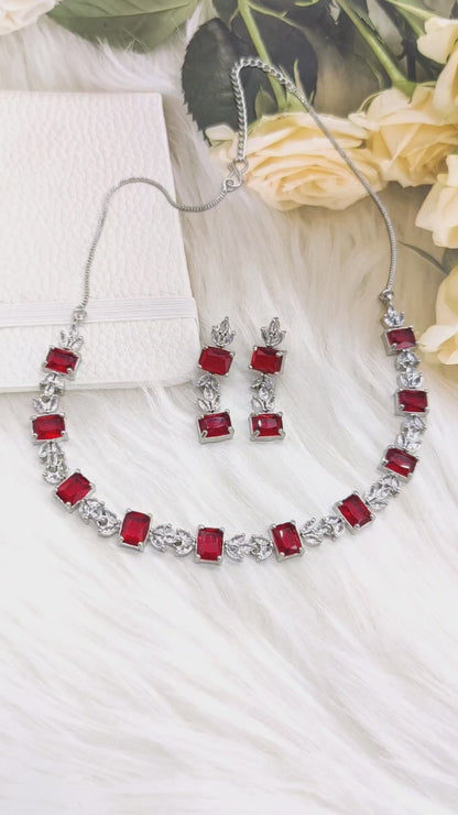 Vibrant Multi-Color American Diamonds Necklace Set