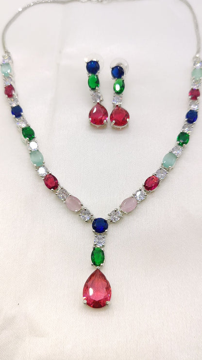 Trisha CZ multi color Necklace set