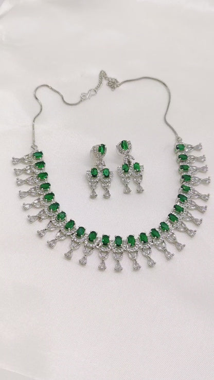 Sparkle Empress CZ and AD Necklace Set