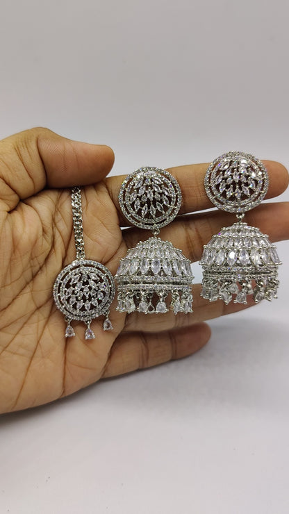 Kaya CZ Jhumki and Tika set