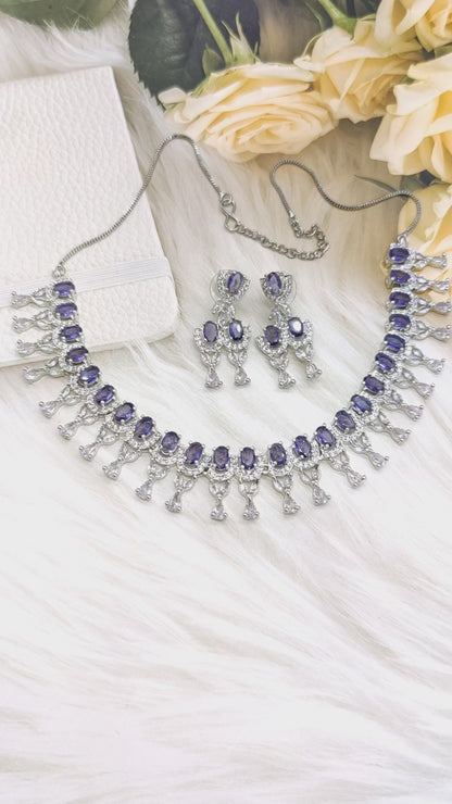 Sparkle Empress CZ and AD Necklace Set