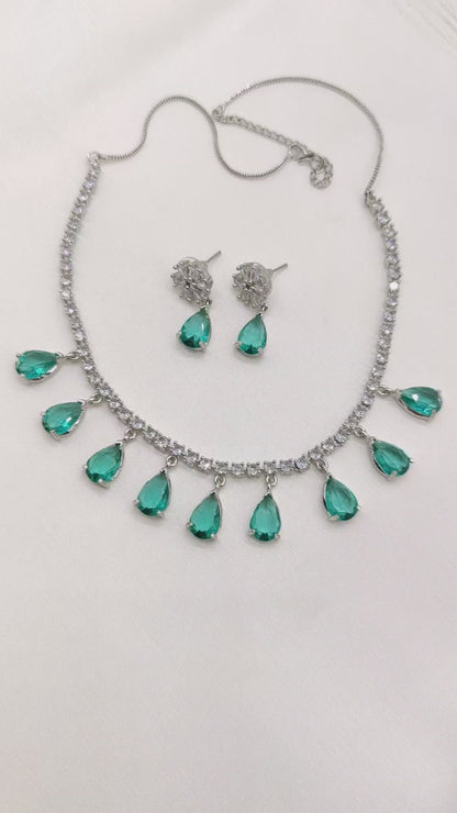Rama Green CZ Necklace set