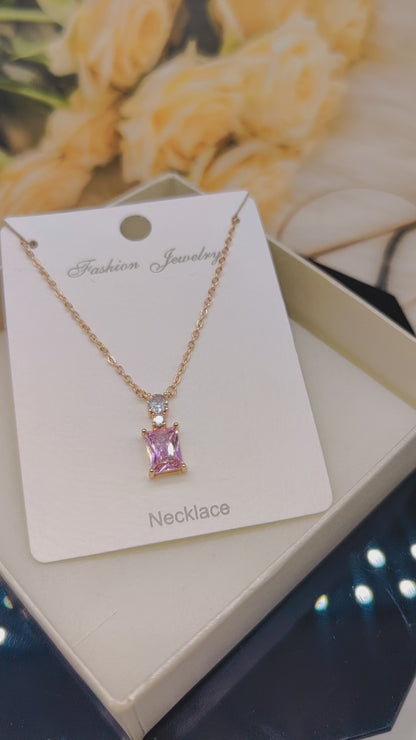 CZ Anti-Tarnish Pink Pendant