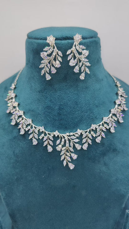 Leafy CZ Necklace set