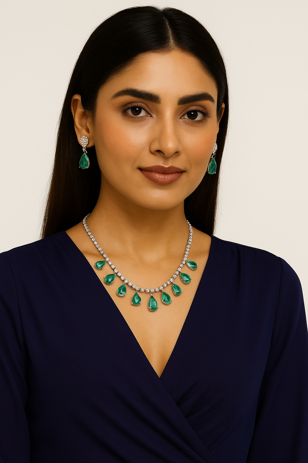 Rama Green CZ Necklace set