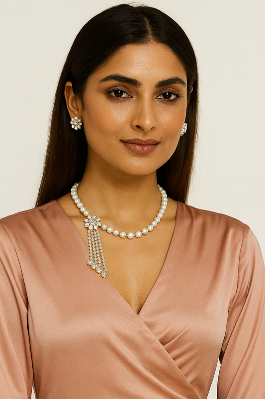 Tarini moissanite pearl set